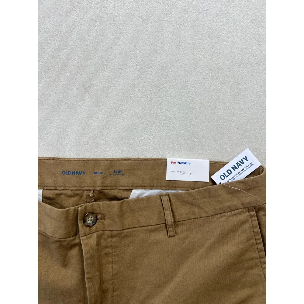 Old Navy Mens Built-In Flex Slim Chino Pants Khaki Brown 38x32 408047-03-1